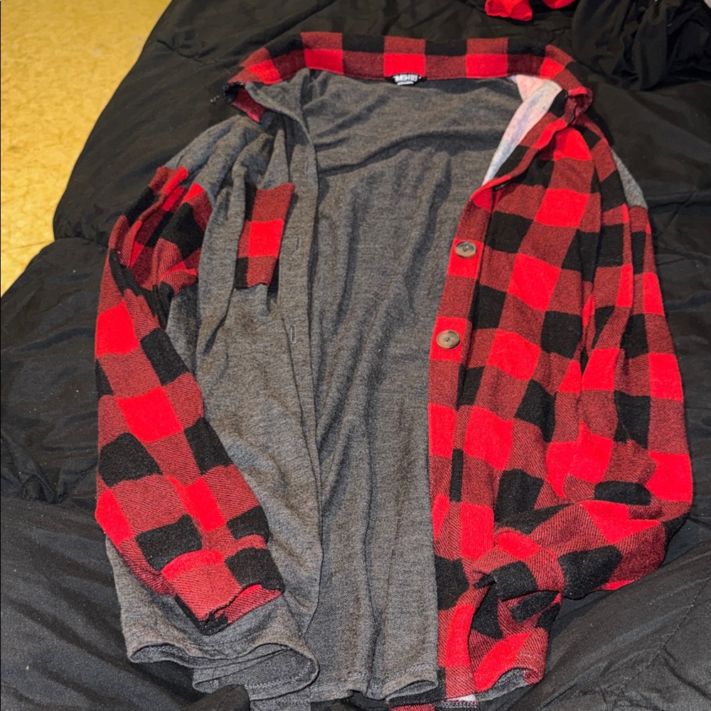 HEIMISH USA Red and Gray Plaid Jacket